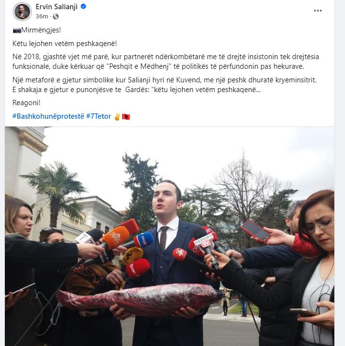 Ervin Salianji reagon sërish nga burgu, publikon foton simbolike me