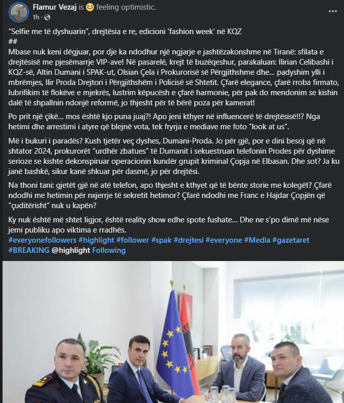 "Drejtësia e re, edicioni fashion week në KQZ," Vezaj: Ky