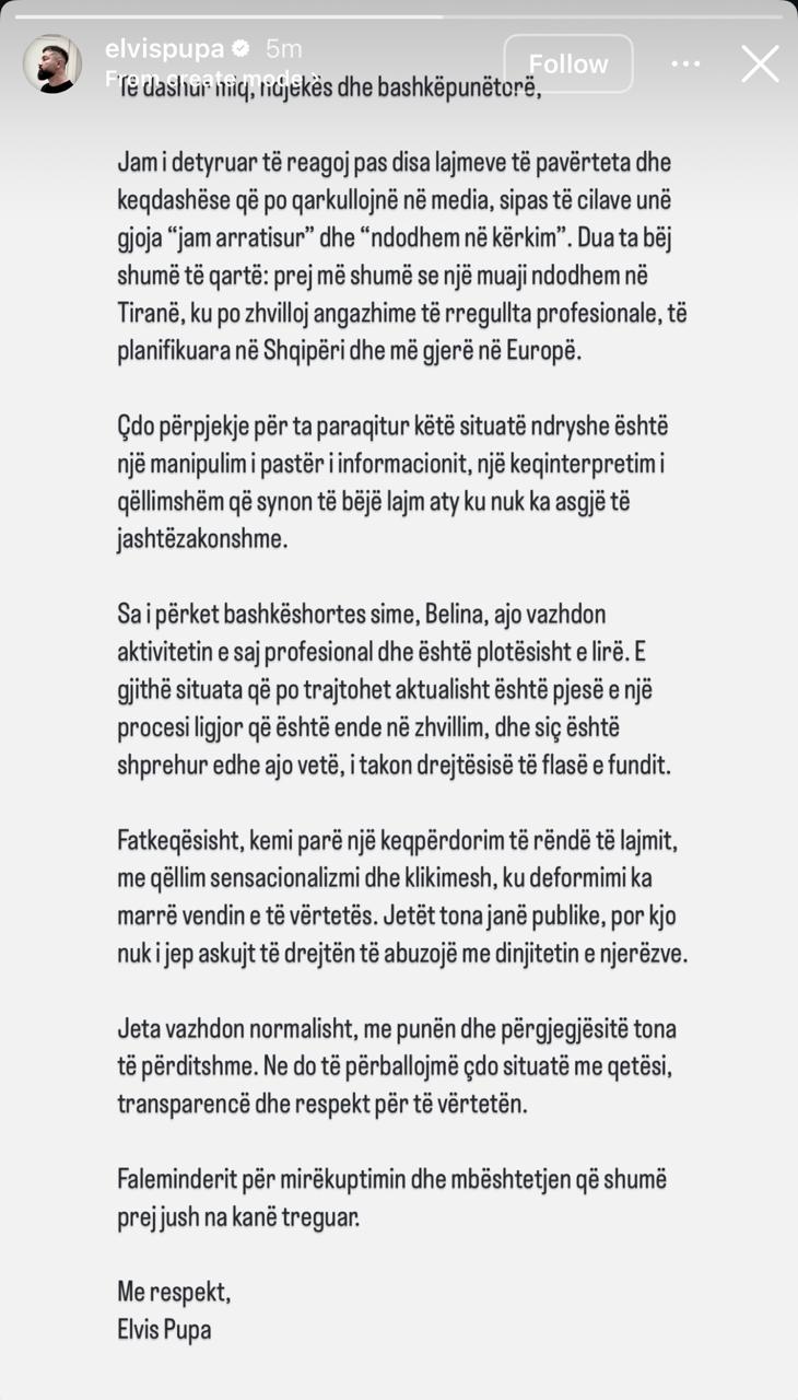 U raportua se ai dhe bashkëshortja u kapën me shtëpi bari, reagon