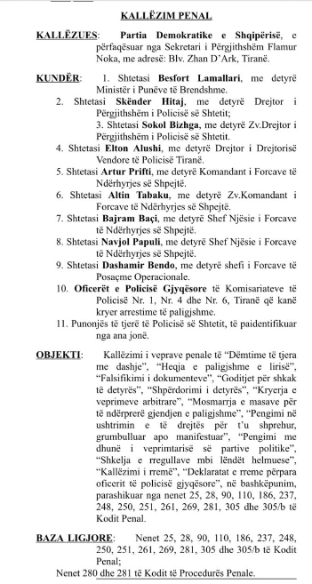 Protesta e opozitës/ PD kallëzon në SPAK ministrin Lamallari dhe