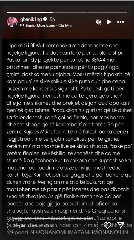 “Produksioni të çoi në finale”, G Bani i kthehet