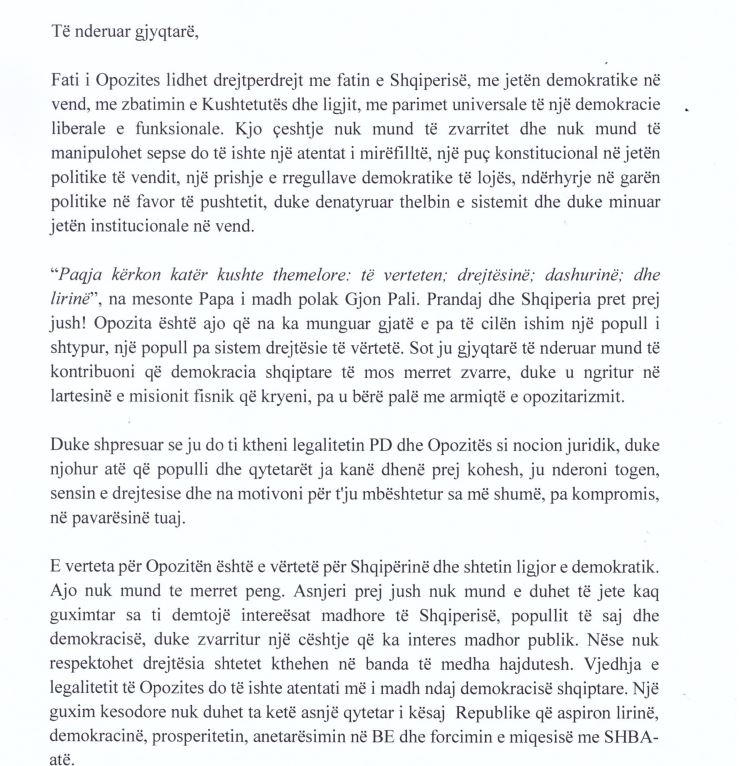 Gjekmarkaj letër Gjykatës së Apelit: Kthejini legalitetin