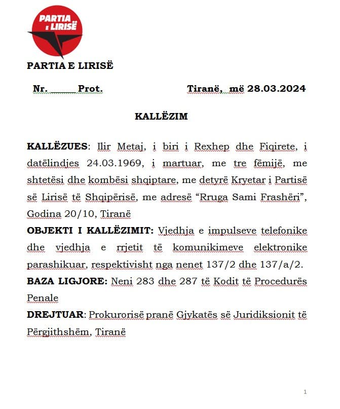 Meta kallëzim në Prokurorinë e Tiranës: Persona të