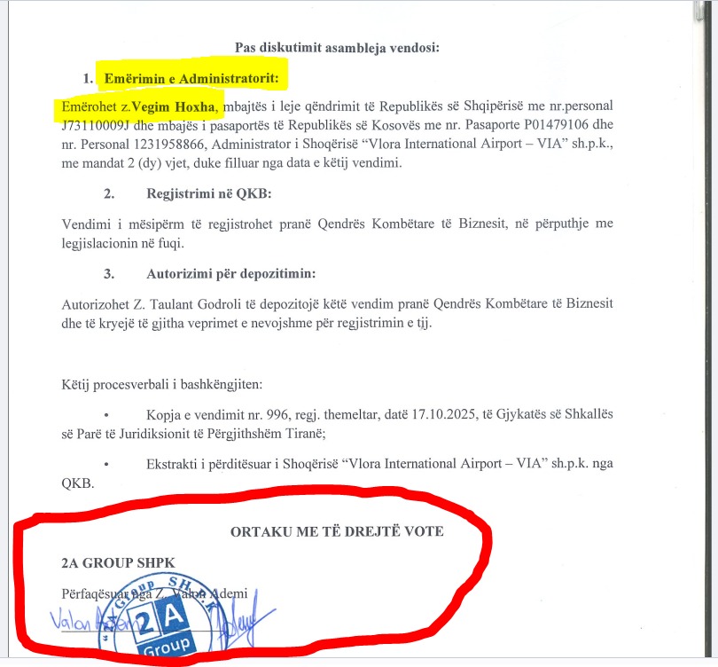 Aeroporti i VLORËS Pacolli shkruan se u kthye normaliteti, Ademi