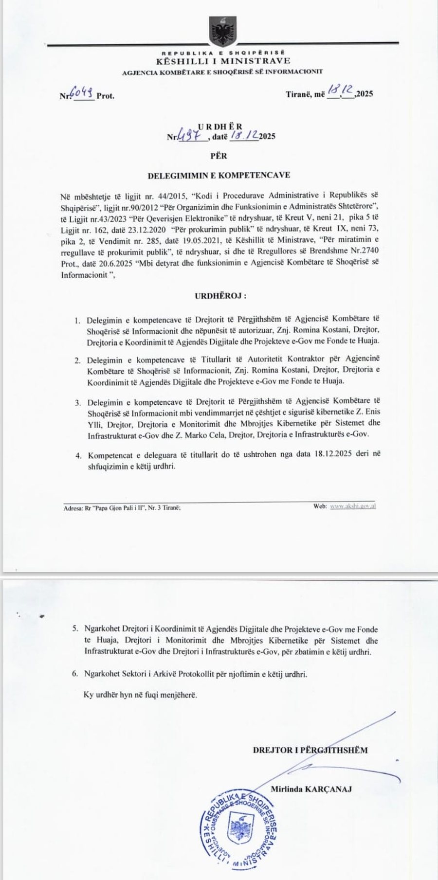 Mirlinda Karçanaj "dorëzon" çelësat e AKSHI-t,