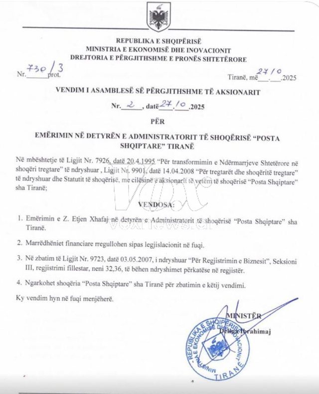 Ish-deputeti Etjen Xhafaj EMËROHET drejtor i Postës Shqiptare!