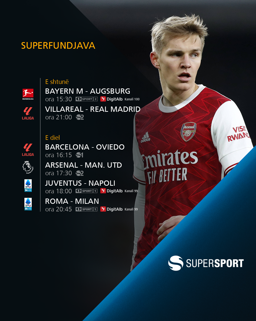 Champions League dhe gjithë kampionatet elitare të futbollit,