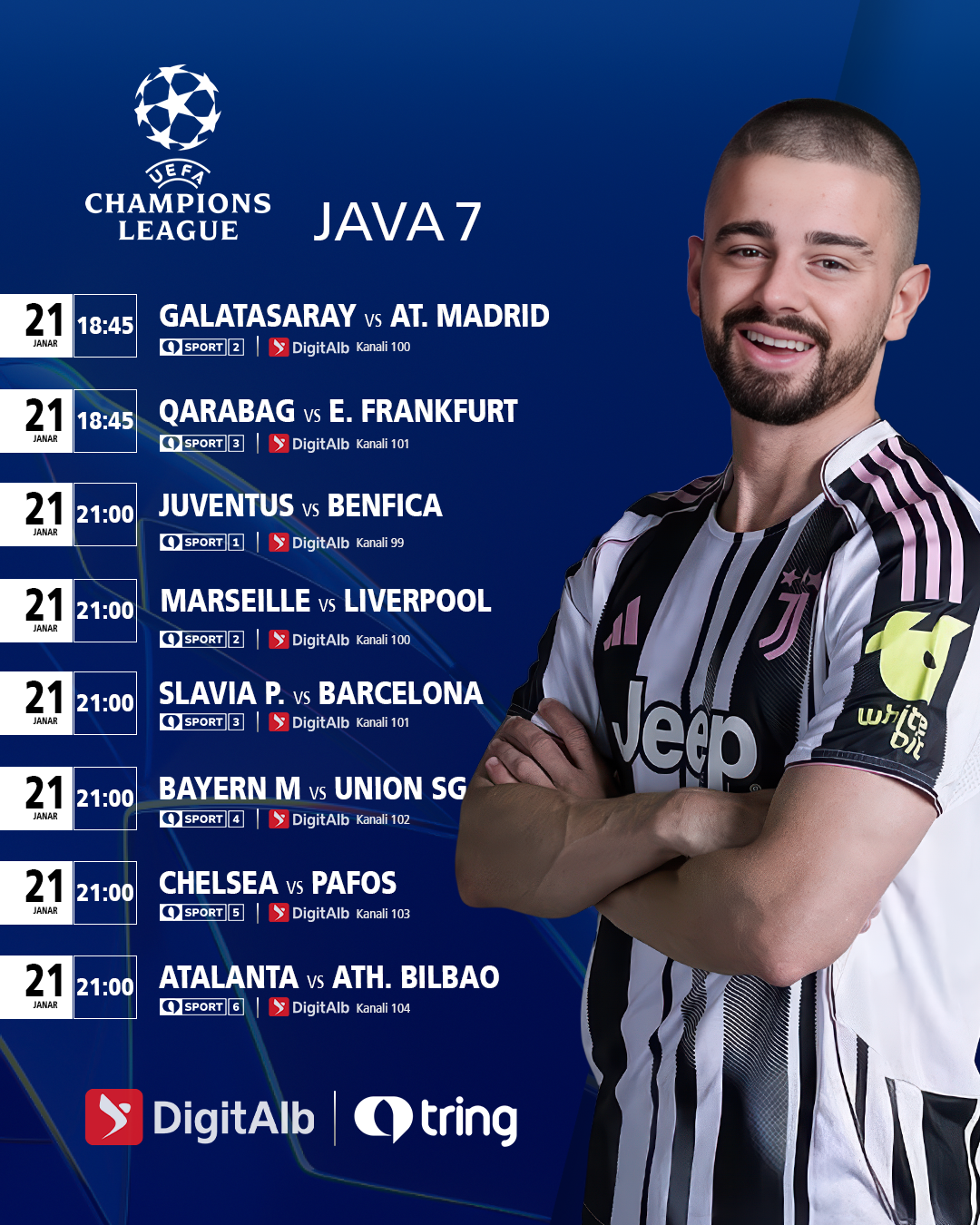 Champions League dhe gjithë kampionatet elitare të futbollit,