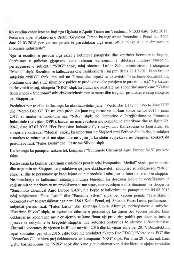 NRG që spërkat mushkonjat nën hetim për kontrabandë,