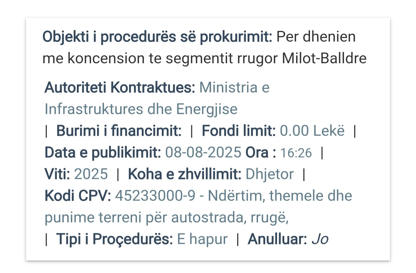 E treta e vërteta! Rihapet sërish koncesioni për rrugën