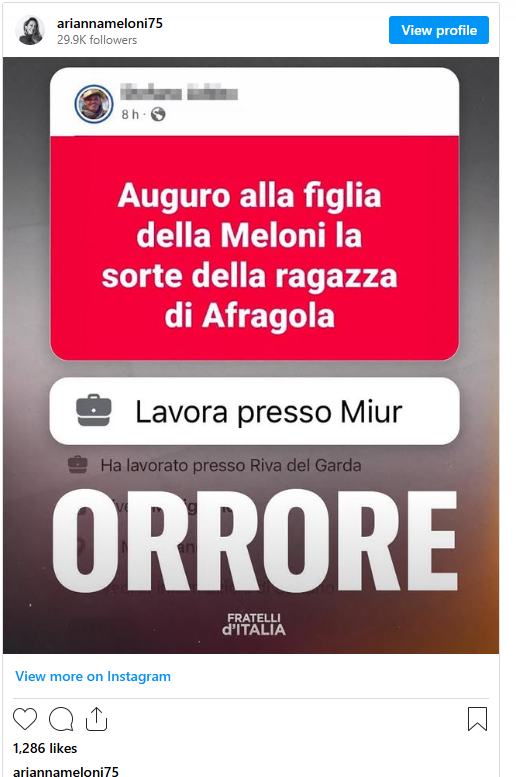 Kërcënohet me jetë vajza e Melonit/ Kryeministrja italiane: Nuk