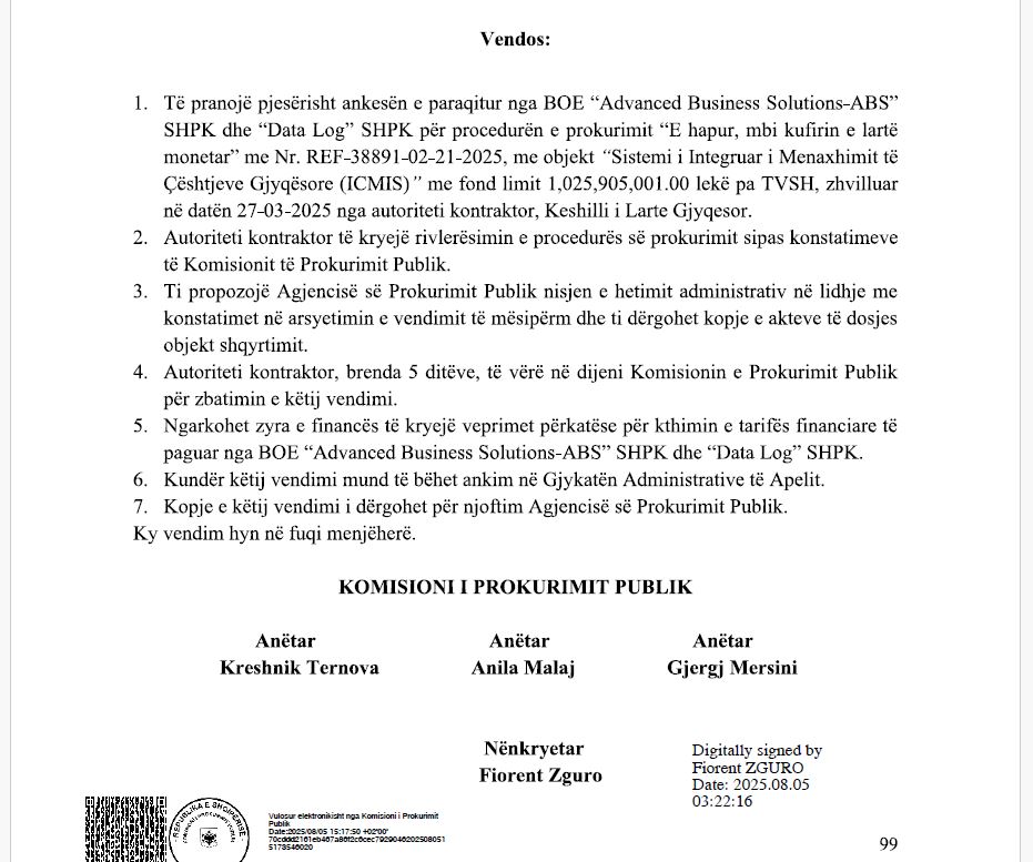 Këshilli i Lartë Gjyqësor nuk zbaton vendimin e KPP-së,