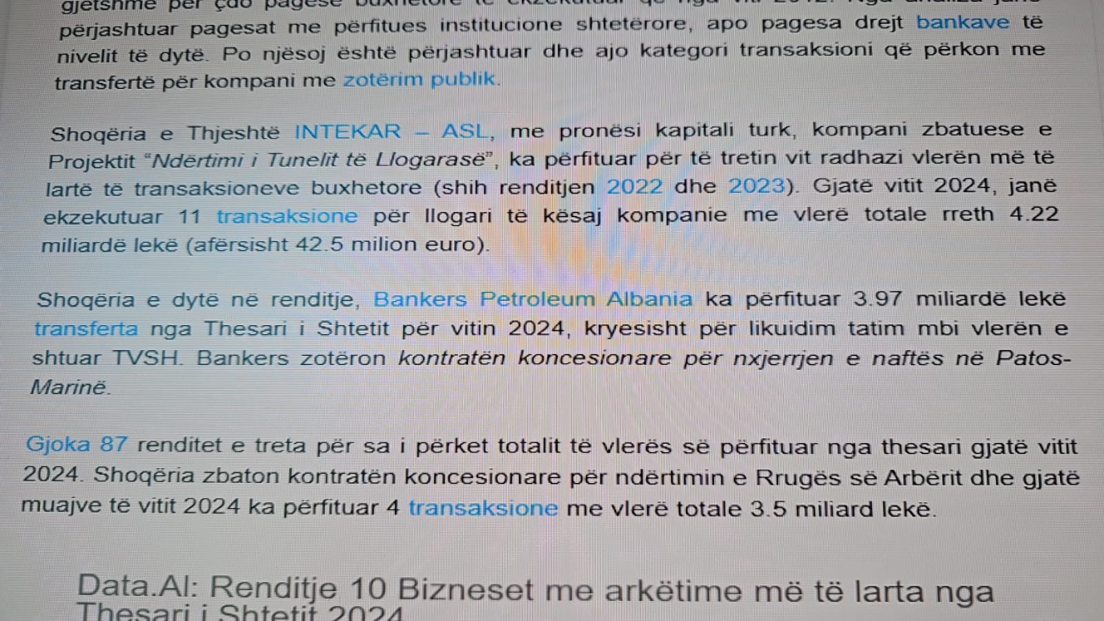 Bankers mori 40 mln euro rimbursim TVSH-je vitin e kaluar, kërkon edhe 30