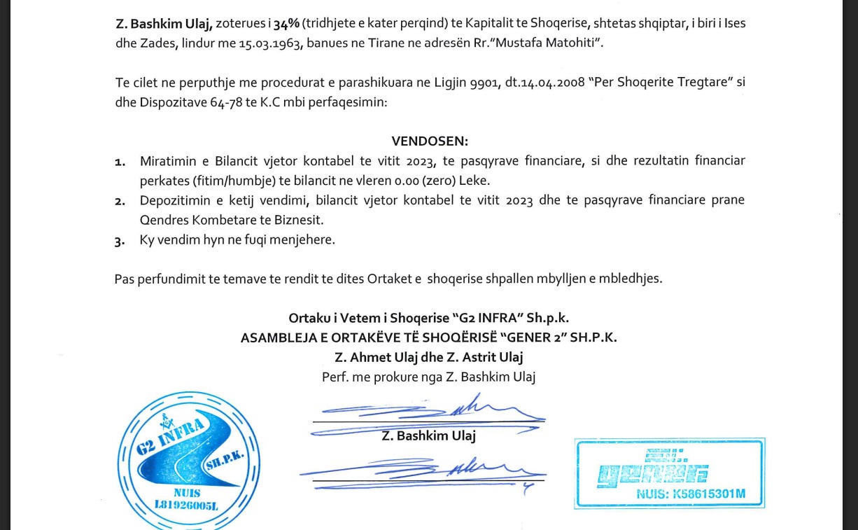 BILANCE fiktive dhe FITIME minimale/ A është Bashkim Ulaj nën