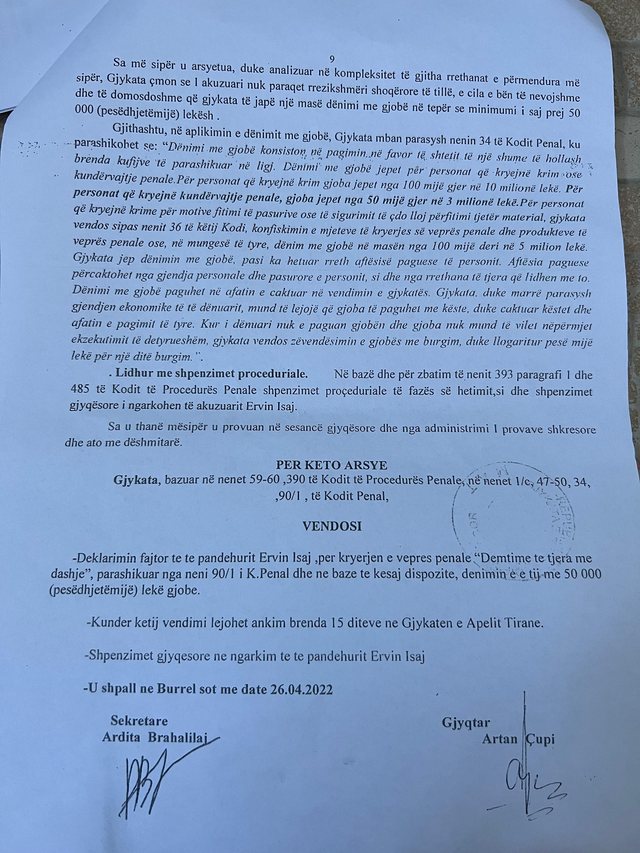 DOKUMENT/ Kapi për fyti punëtorin, dënohet nga gjykata drejtori